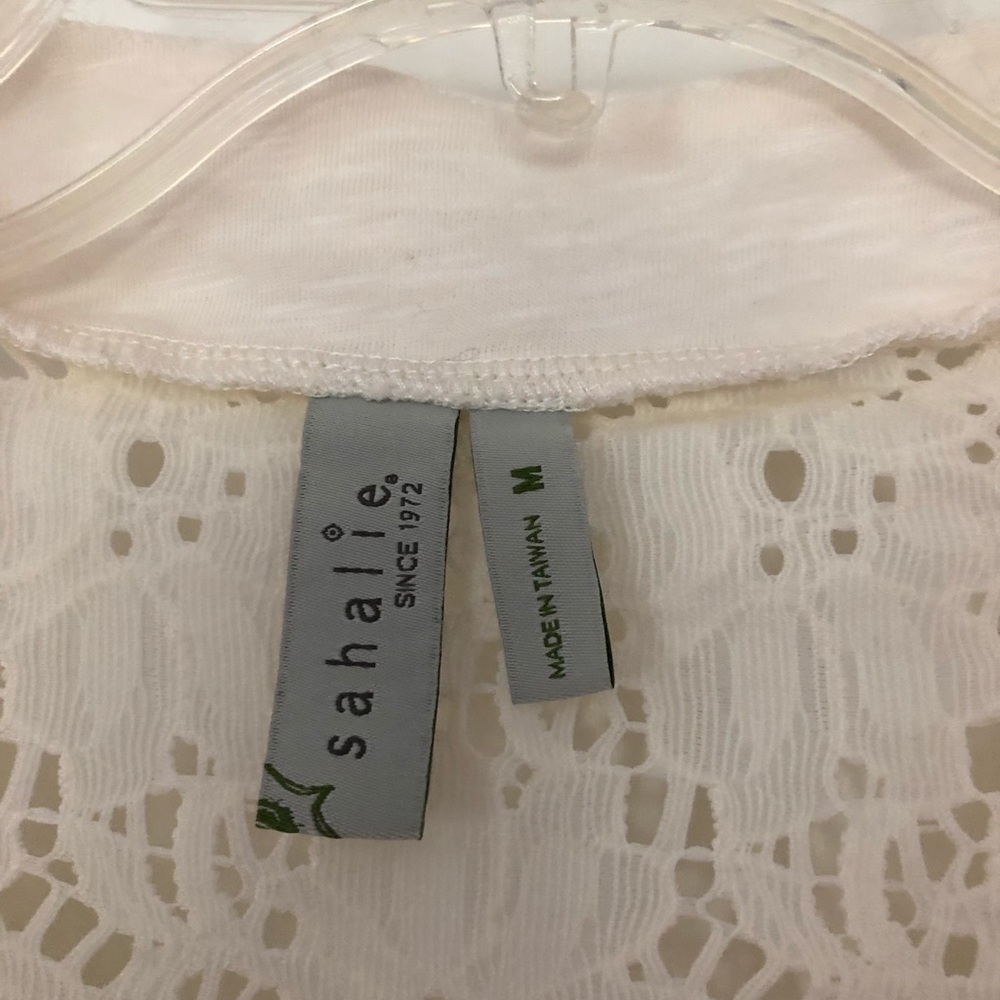 Sahalie eyelet open front cardigan